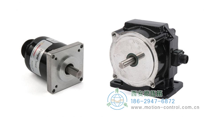 图 1：编码器安装座可以是安装法兰（左）或底脚安装座（右）。