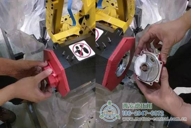 图为点检机器人上的编码器定期维护保养照片