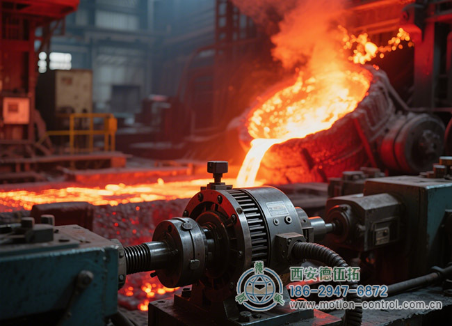 图为编码器在炼钢厂的高温环境下的工作照片